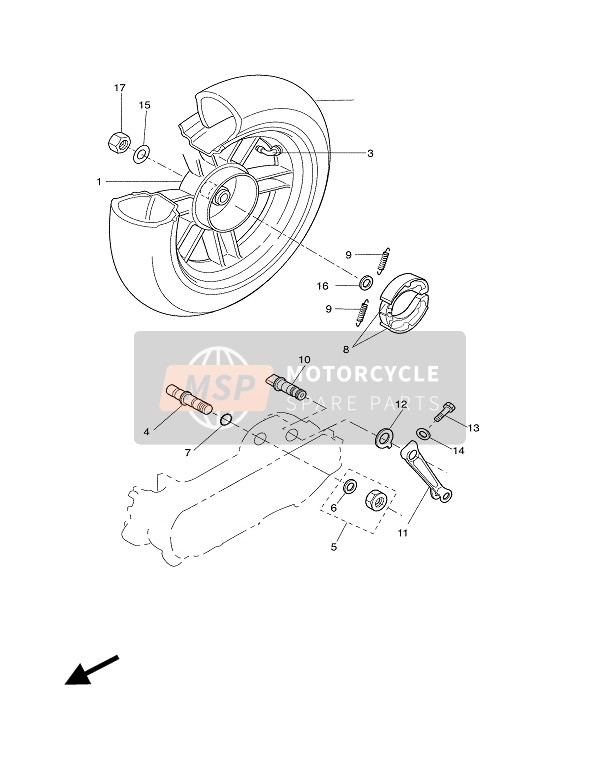 Yamaha CW50L BWS 2003 Ruota posteriore per un 2003 Yamaha CW50L BWS